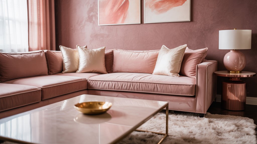 blush toned living room makeovers
