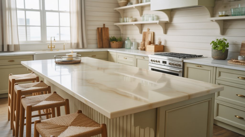 coastal sage green kitchen