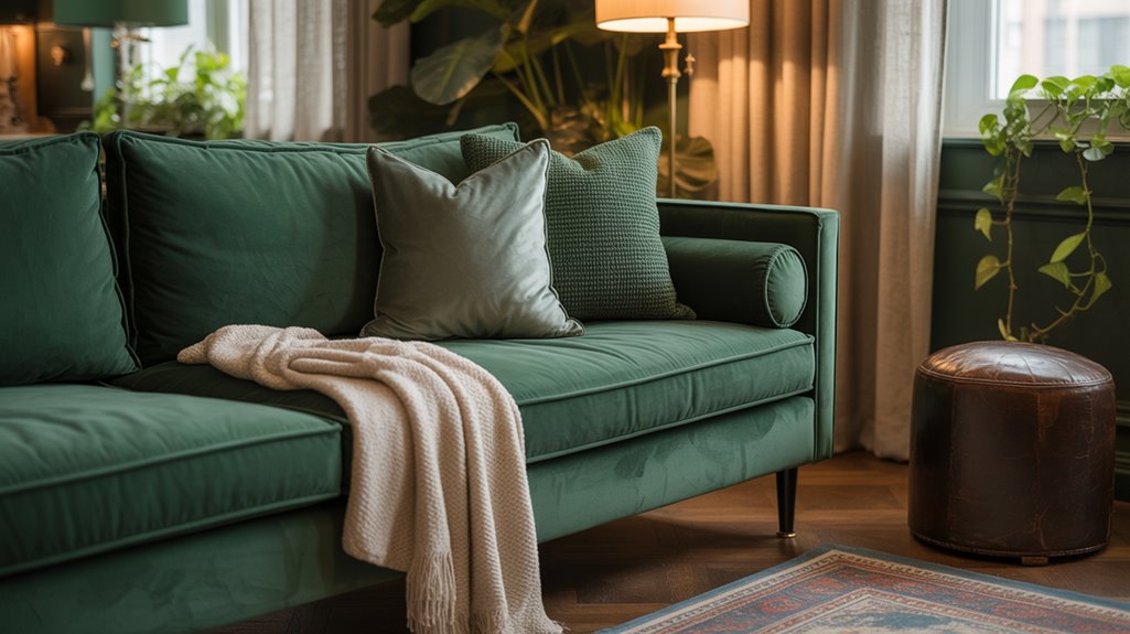 emerald velvet cozy living room