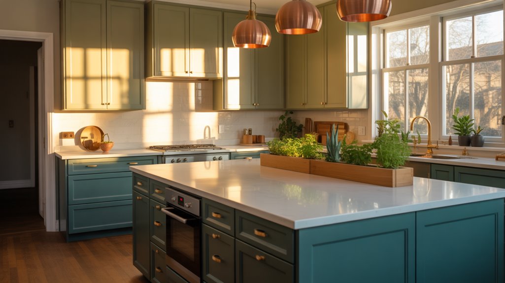 nature inspired sage green cabinetry