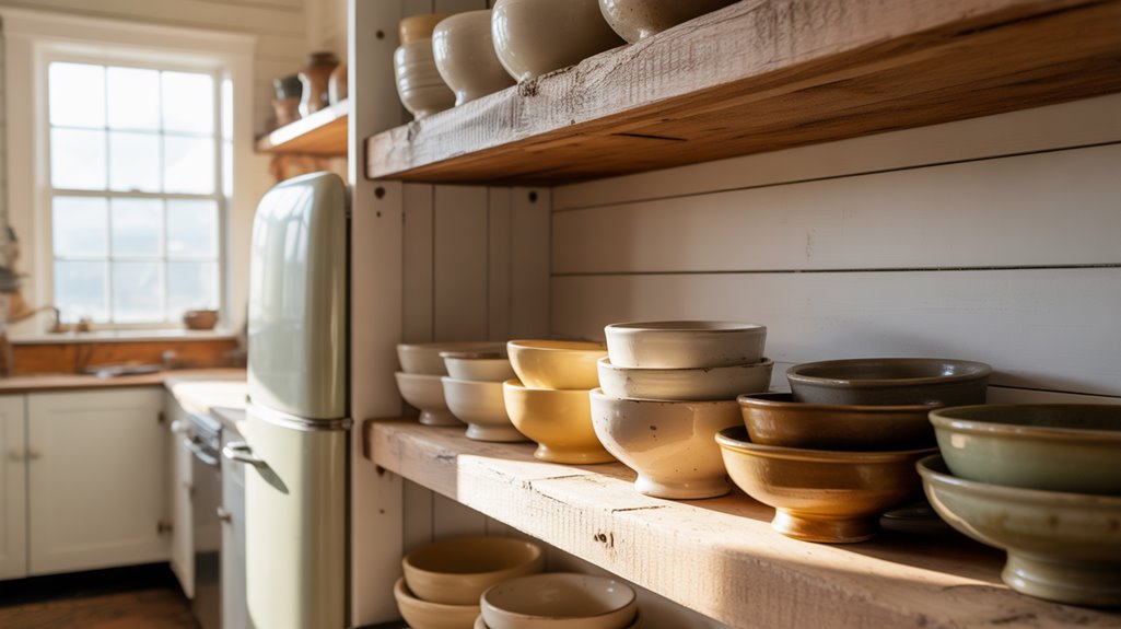 open floating farmhouse shelving