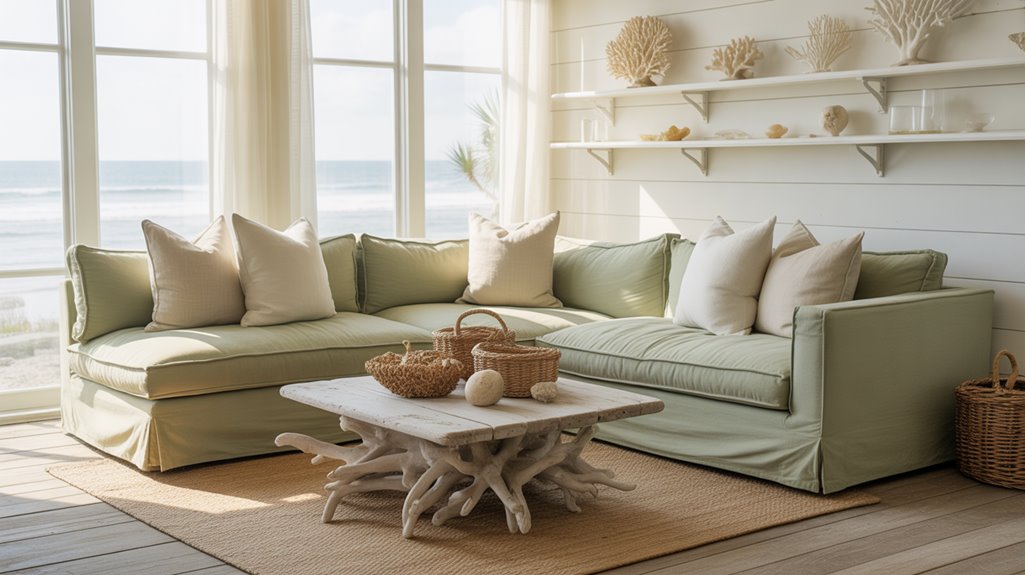 sage coastal serene livingroom