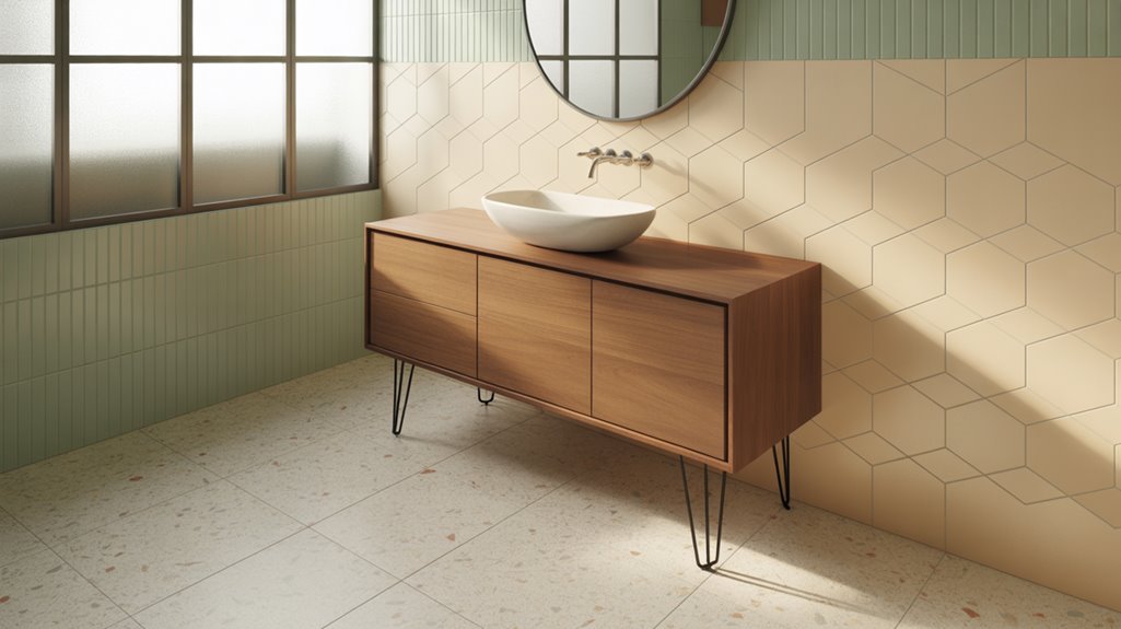 terrazzo paired with retro tiles