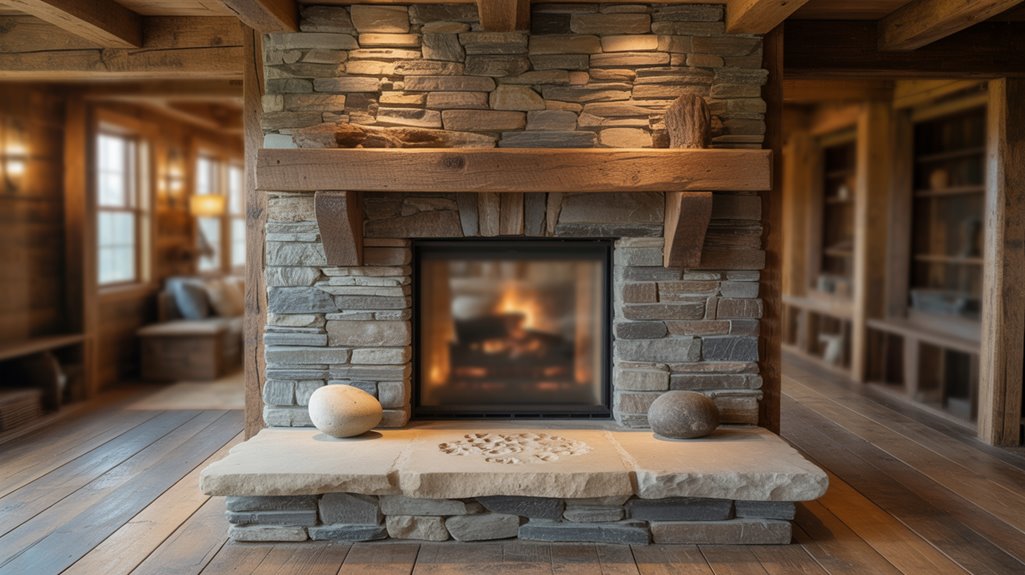 timeless rustic stone fireplace surround