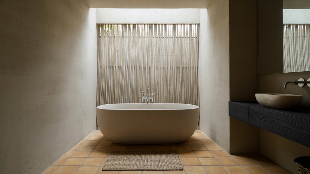 warm restrained japandi bathrooms