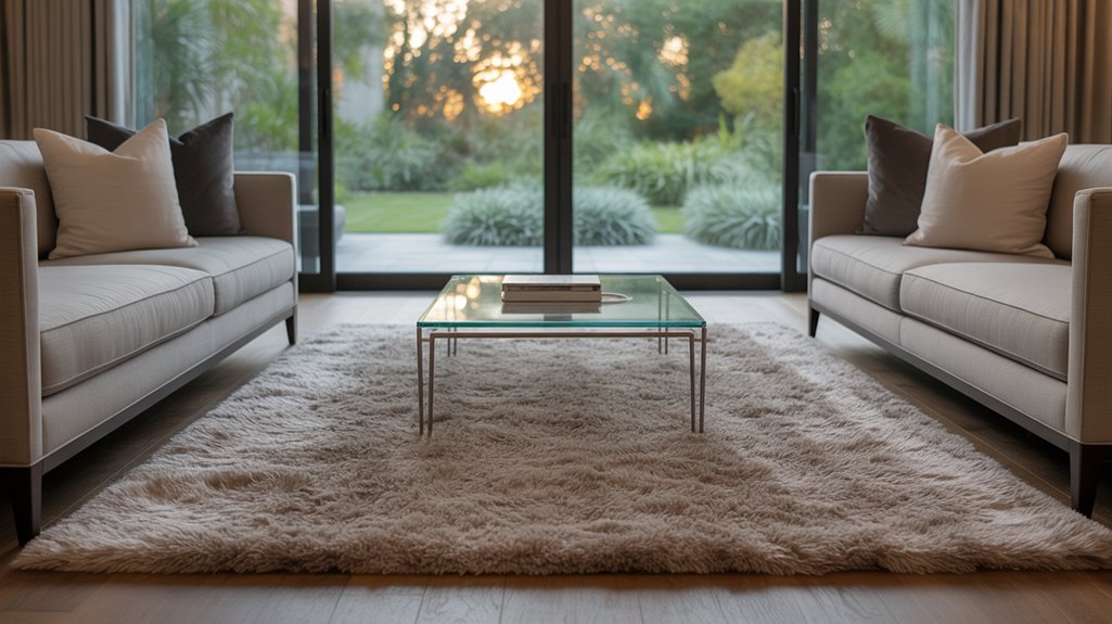 king living neutral rug sizing and layout