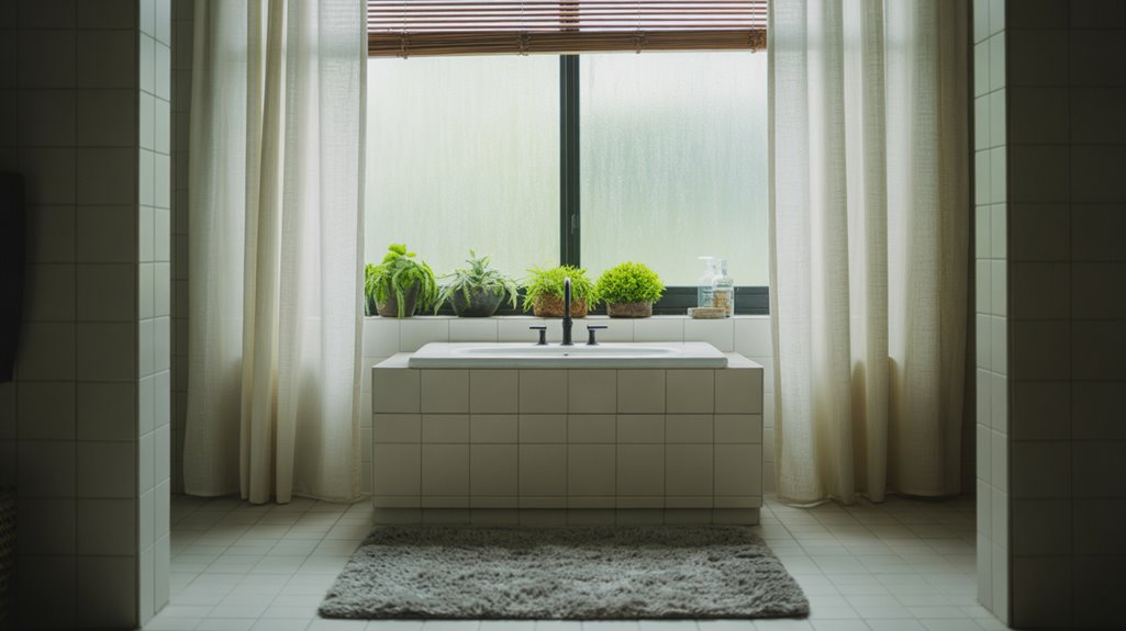 privacy forward window treatments for bright bathrooms