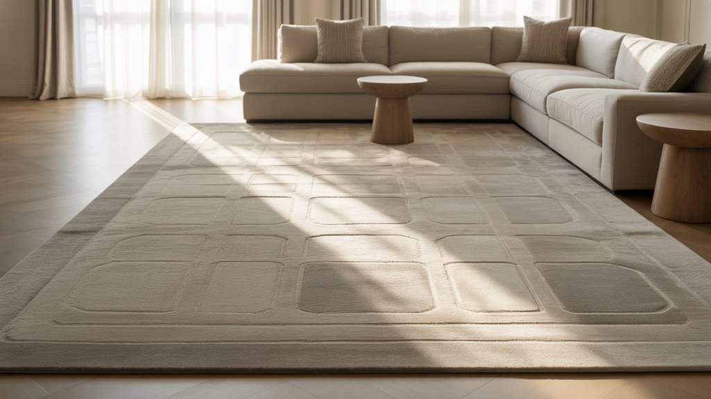sofa fronts on neutral rug