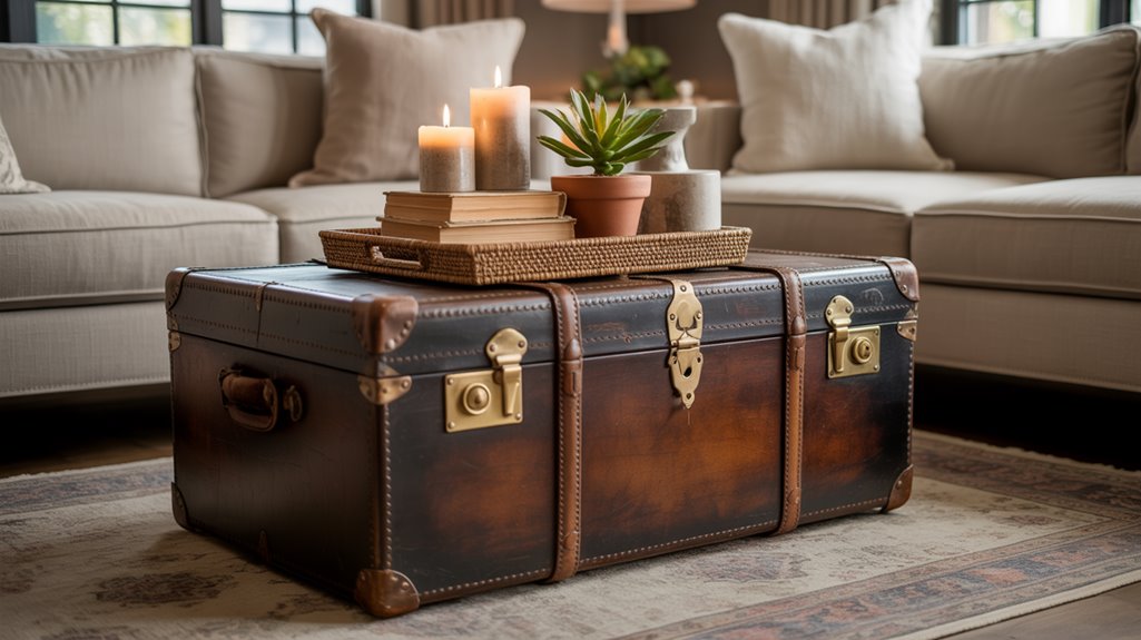 vintage trunk as stylish functional coffee table